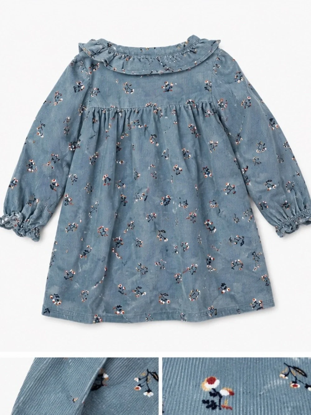 cupcakes & cashmere Blue Floral Corduroy Girls Dress